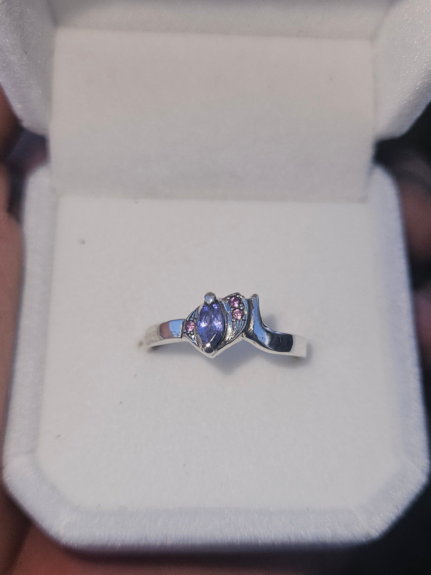 Tanzanite and pink sapphire ring